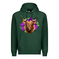 Sports Green halloween highland cow Premium Hoodie - Jasminsmagicworld