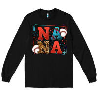 Black Baseball nana leopard frame Long Sleeve Tee - LillyAllenDesigns