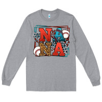 Heather Grey Baseball nana leopard frame Long Sleeve Tee - LillyAllenDesigns