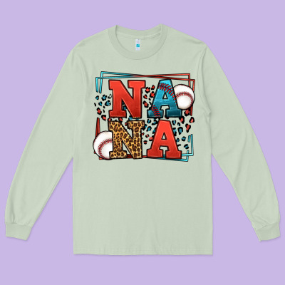 Baseball Nana Leopard Frame Long Sleeve Tee Designed By Lillyallendesigns