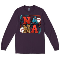 Plum Baseball nana leopard frame Long Sleeve Tee - LillyAllenDesigns