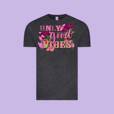 Valentine's Day Only Good Vibes Vintage Tee Designed By Fadigitalartstudio