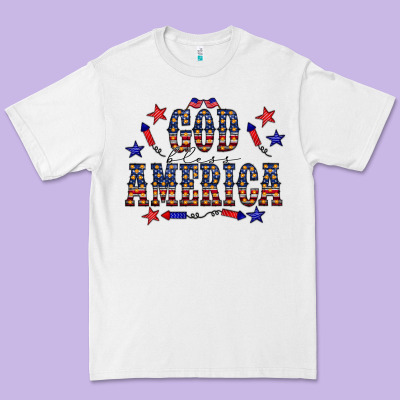 4 July God Bless America Western Premium Tee Designed By Cowcowdesign