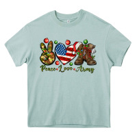 Arona Peace Love Army Christmas 4th of july Heavy Core Tee - HowdyJamesFarm