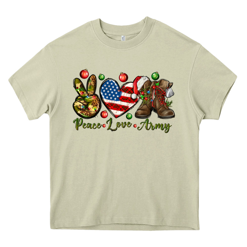 Peace Love Army Christmas 4th Of July Heavy Core Tee by HowdyJamesFarm | Teevron