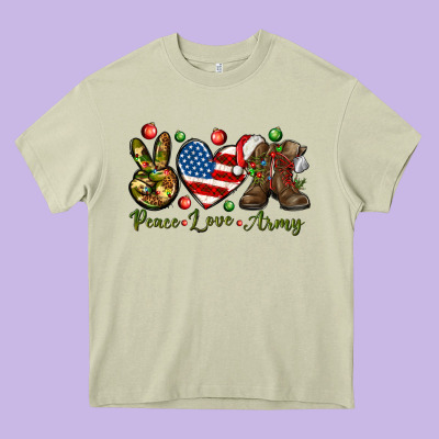 Peace Love Army Christmas 4th Of July Heavy Core Tee Designed By Howdyjamesfarm