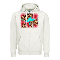 Oatmeal Heather valentine's day leopard background Zipper Hoodie - JahusDesignShop
