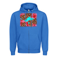 Valentine's Day Leopard Background Zipper Hoodie | Teevron