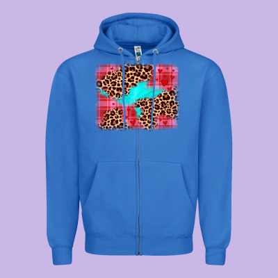 Valentine's Day Leopard Background Zipper Hoodie Designed By Jahusdesignshop