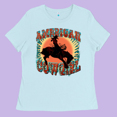American Cowgirl 4th Of July Ladies Tee Designed By Fadigitalartstudio