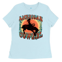 Baby Blue American cowgirl 4th of july Ladies Tee - FaDigitalArtStudio