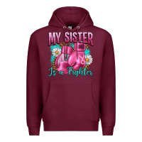 Burgundy Breast Cancer My Sister Is A Fighter Premium Hoodie - Artiststas