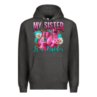 Charcoal Heather Breast Cancer My Sister Is A Fighter Premium Hoodie - Artiststas