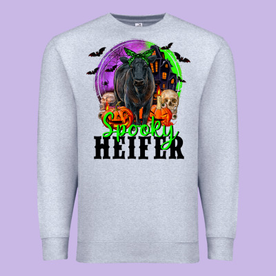 Spooky Heifer Black Angus Premium Sweatshirt Designed By Ranaportraitstore
