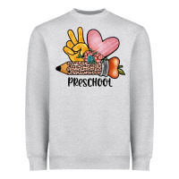Heather Grey peace love preschool Heavyweight Sweatshirt - JahusDesignShop