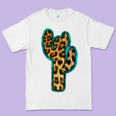 Turquoise Leopard Cactus Premium Tee Designed By Ranaportraitstore