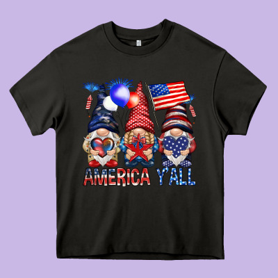America Y'all With Gnomies Heavy Core Tee Designed By Howdyjamesfarm