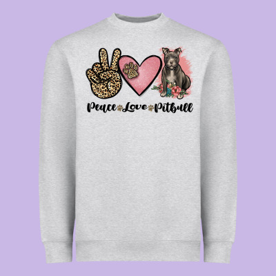 Peace Love Pitbull Heavyweight Sweatshirt Designed By Jahusdesignshop