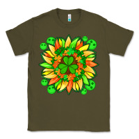 Army Green sunflower with st patricks smiley face and shamrock with glitter Classic Tee - Artiststas