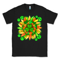 Black sunflower with st patricks smiley face and shamrock with glitter Classic Tee - Artiststas