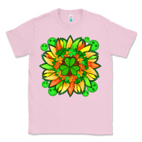 Bubblegum Pink sunflower with st patricks smiley face and shamrock with glitter Classic Tee - Artiststas
