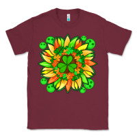 Burgundy sunflower with st patricks smiley face and shamrock with glitter Classic Tee - Artiststas