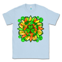 Dusty Blue sunflower with st patricks smiley face and shamrock with glitter Classic Tee - Artiststas