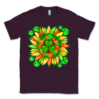 Plum sunflower with st patricks smiley face and shamrock with glitter Classic Tee - Artiststas