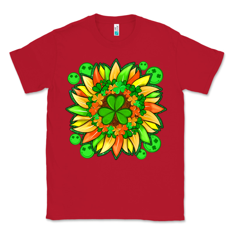Sunflower With St Patricks Smiley Face And Shamrock With Glitter Classic Tee by Artiststas | Teevron