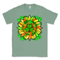Sage sunflower with st patricks smiley face and shamrock with glitter Classic Tee - Artiststas