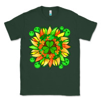 Sports Green sunflower with st patricks smiley face and shamrock with glitter Classic Tee - Artiststas