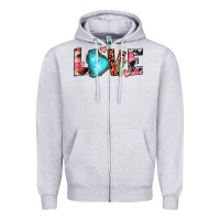 Heather Grey gemstone love Zipper Hoodie - JahusDesignShop