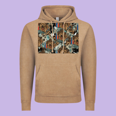 Dog Pattern Vintage Hoodie Designed By Cowhidedigitalart