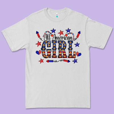 All American Girl Premium Tee Designed By Cowcowdesign