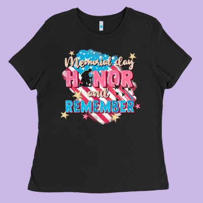 Memorial Day Honor And Remember Ladies Tee Designed By Fadigitalartstudio
