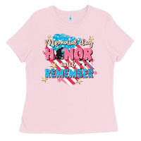 Bubblegum Pink Memorial Day honor and remember Ladies Tee - FaDigitalArtStudio