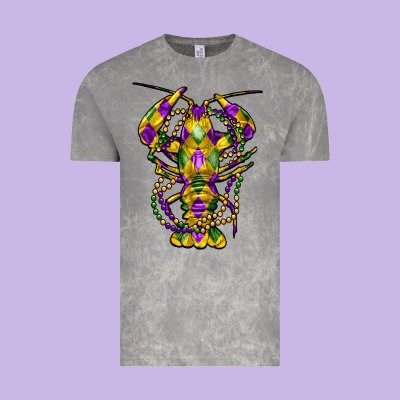 Mardi Gras Crawfish Vintage Tee Designed By Fadigitalartstudio
