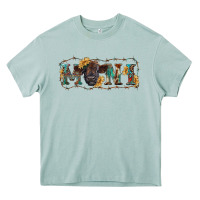 Arona Western mini black highland calf Heavy Core Tee - RanaPortraitStore