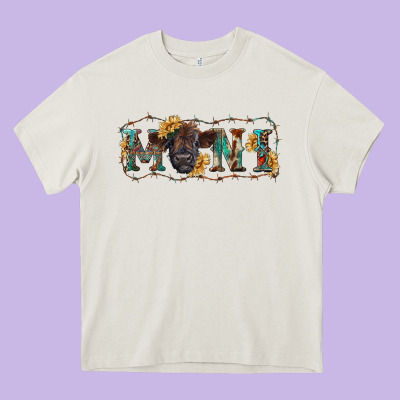 Western Mini Black Highland Calf Heavy Core Tee Designed By Ranaportraitstore