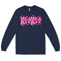 Navy XOXO Valentines Long Sleeve Tee - CowhideDigitalArt