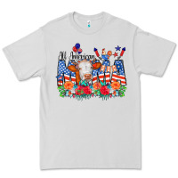 Dove Grey All American Mama Cow Flowers Premium Tee - CowCowDesign