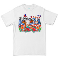 White All American Mama Cow Flowers Premium Tee - CowCowDesign
