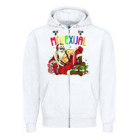 White mens ho ho ho mosexual Zipper Hoodie - DesigneFamous