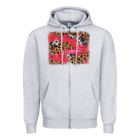 Heather Grey valentine's day cowhide leopard background Zipper Hoodie - JahusDesignShop