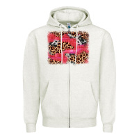 Oatmeal Heather valentine's day cowhide leopard background Zipper Hoodie - JahusDesignShop