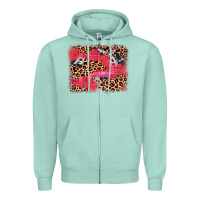 Seafoam valentine's day cowhide leopard background Zipper Hoodie - JahusDesignShop