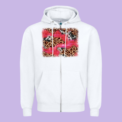 Valentine's Day Cowhide Leopard Background Zipper Hoodie Designed By Jahusdesignshop