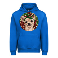 Cobalt Christmas Chihuahua With Buffalo Plaid Urban Hoodie - RanaPortraitStore