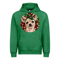 Emerald Christmas Chihuahua With Buffalo Plaid Urban Hoodie - RanaPortraitStore