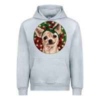 Heather Grey Christmas Chihuahua With Buffalo Plaid Urban Hoodie - RanaPortraitStore